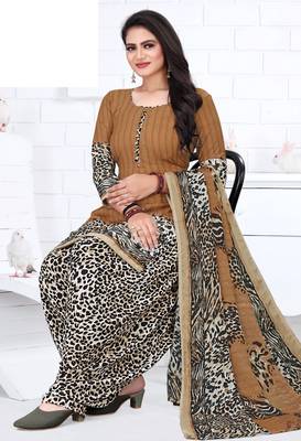 Brown printed crepe salwar 2