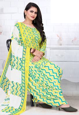 Yellow printed crepe salwar 1