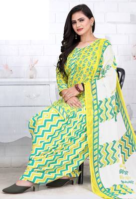 Yellow printed crepe salwar 2