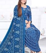 Blue printed crepe salwar