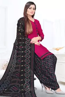 Pink printed crepe salwar