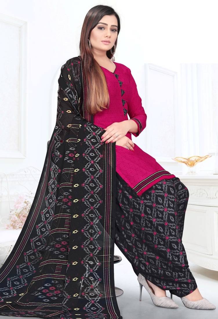 Pink printed crepe salwar