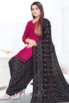 Pink printed crepe salwar