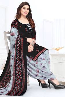 Black printed crepe salwar