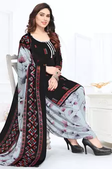 Black printed crepe salwar