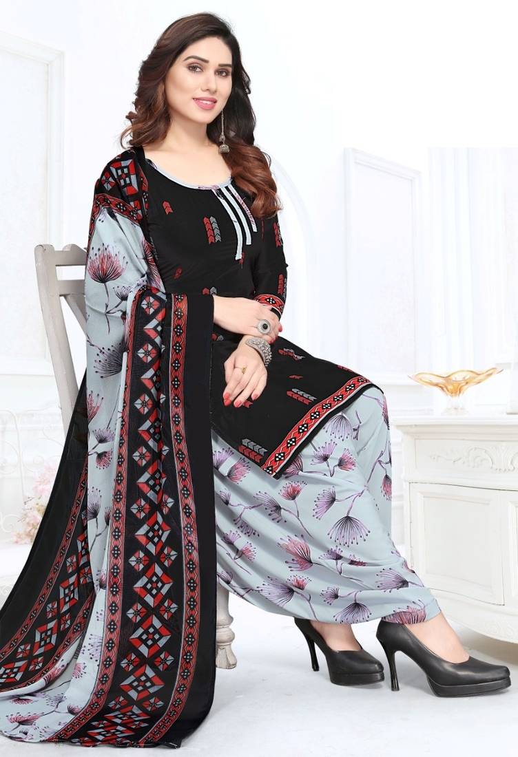 Black printed crepe salwar