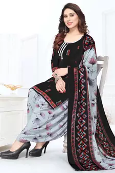 Black printed crepe salwar