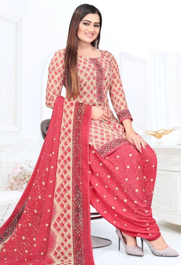 Pink printed crepe salwar