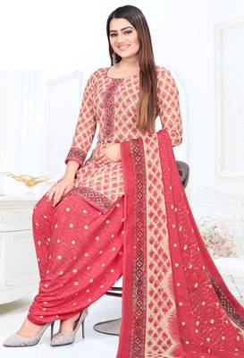 Pink printed crepe salwar 2