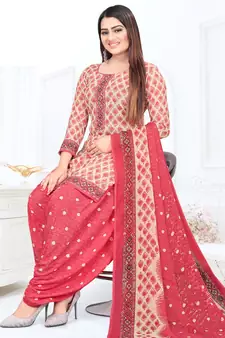 Pink printed crepe salwar