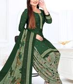 Dark-green printed crepe salwar