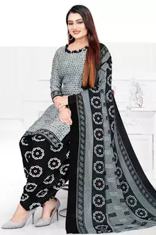 Grey printed crepe salwar