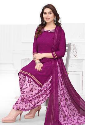 Purple printed crepe salwar 2