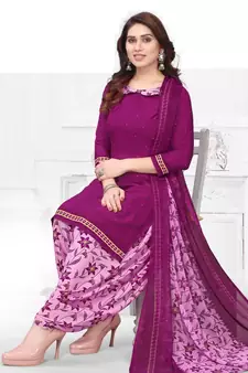 Purple printed crepe salwar