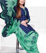 Blue printed crepe salwar