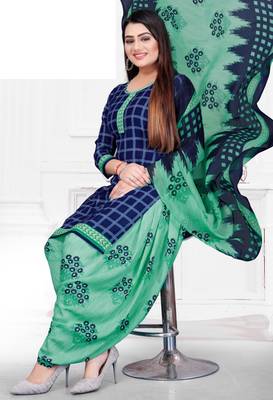Blue printed crepe salwar 2