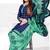 Blue printed crepe salwar