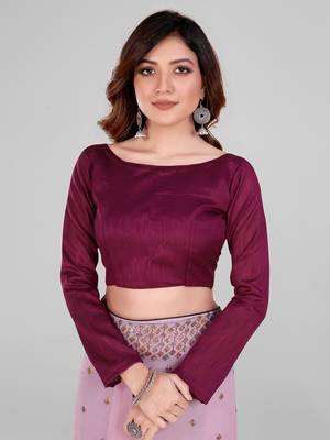 Purple and Pink Coloured Sequined Embroidered Georgette Saree with Blouse Piece 5