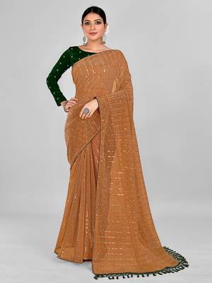 Yellow Coloured Embellished Silk Blend Saree with Blouse Piece 1