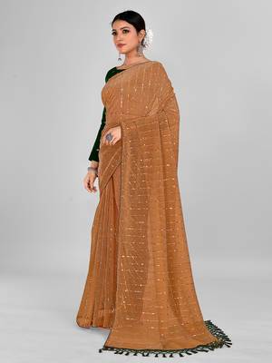 Yellow Coloured Embellished Silk Blend Saree with Blouse Piece 3