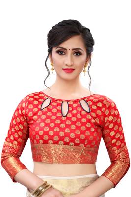 Navy blue woven banarasi silk saree with blouse 5