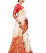 White woven banarasi silk saree with blouse
