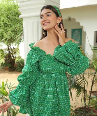 Sandy Green Off Shoulder Skater Dress 5