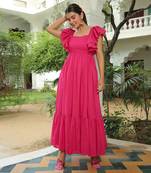 Berry Pink Flared Maxi Dress