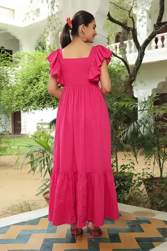 Berry Pink Flared Maxi Dress