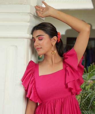 Berry Pink Flared Maxi Dress 6