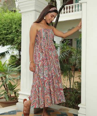 Naaz Multi Floral Print Flared Midi Dress 3