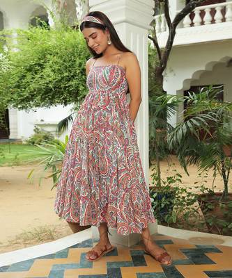 Naaz Multi Floral Print Flared Midi Dress 4