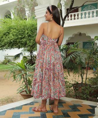 Naaz Multi Floral Print Flared Midi Dress 6