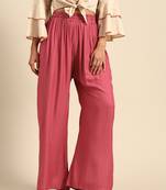 Tag 7 Burgundy rayon flared palazzo