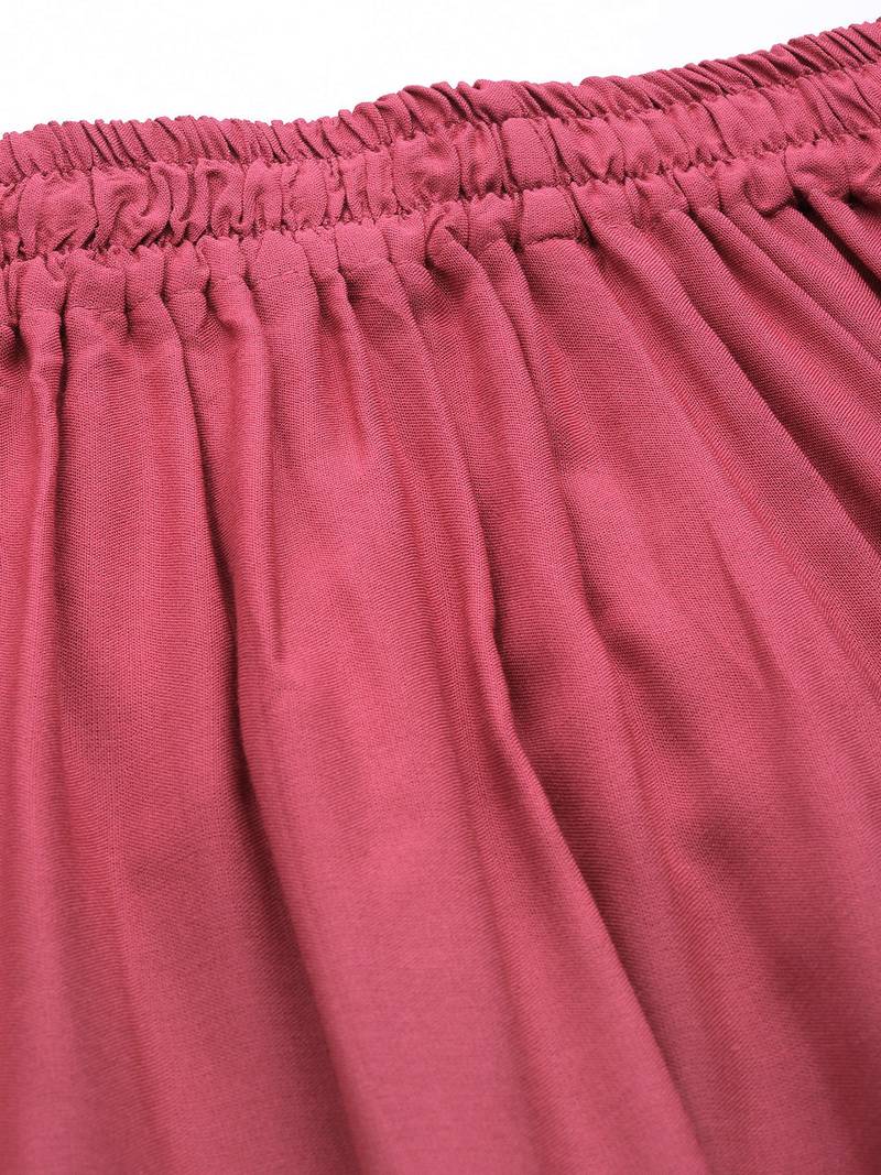 Tag 7 Burgundy rayon flared palazzo
