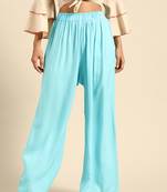 Tag 7 Sky Blue rayon flared palazzo