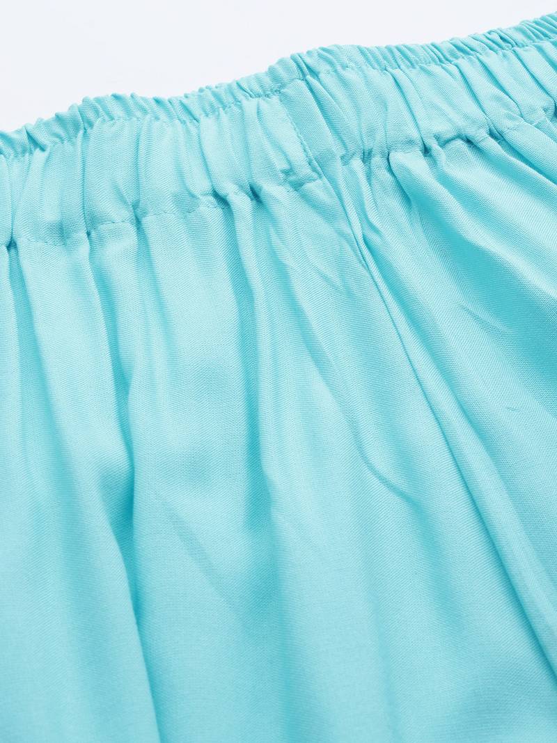 Tag 7 Sky Blue rayon flared palazzo