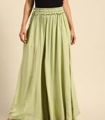 Tag 7 Pista Green rayon double flared palazzo