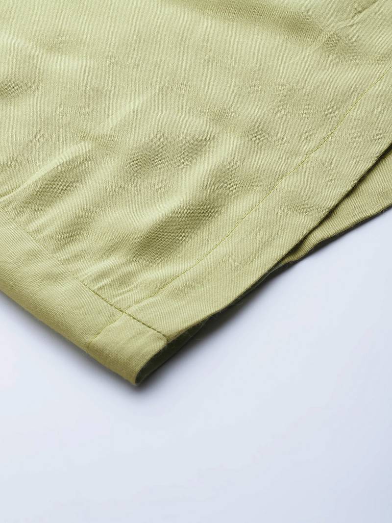 Tag 7 Pista Green rayon double flared palazzo