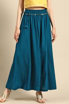 Tag 7 Blue rayon double flared palazzo