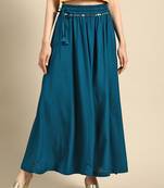 Tag 7 Blue rayon double flared palazzo