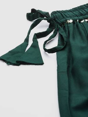 Tag 7 Bottle Green rayon double flared palazzo 6