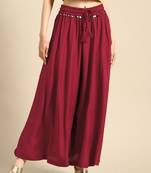 Tag 7 Maroon rayon double flared palazzo