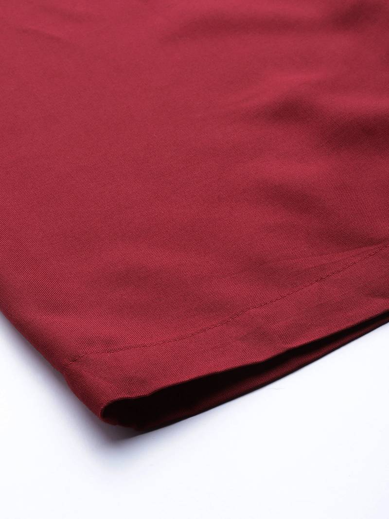 Tag 7 Maroon rayon double flared palazzo