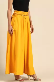 Tag 7 Mustard rayon double flared palazzo