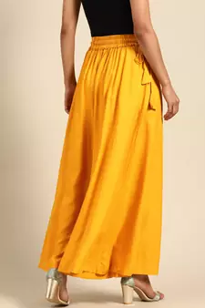 Tag 7 Mustard rayon double flared palazzo