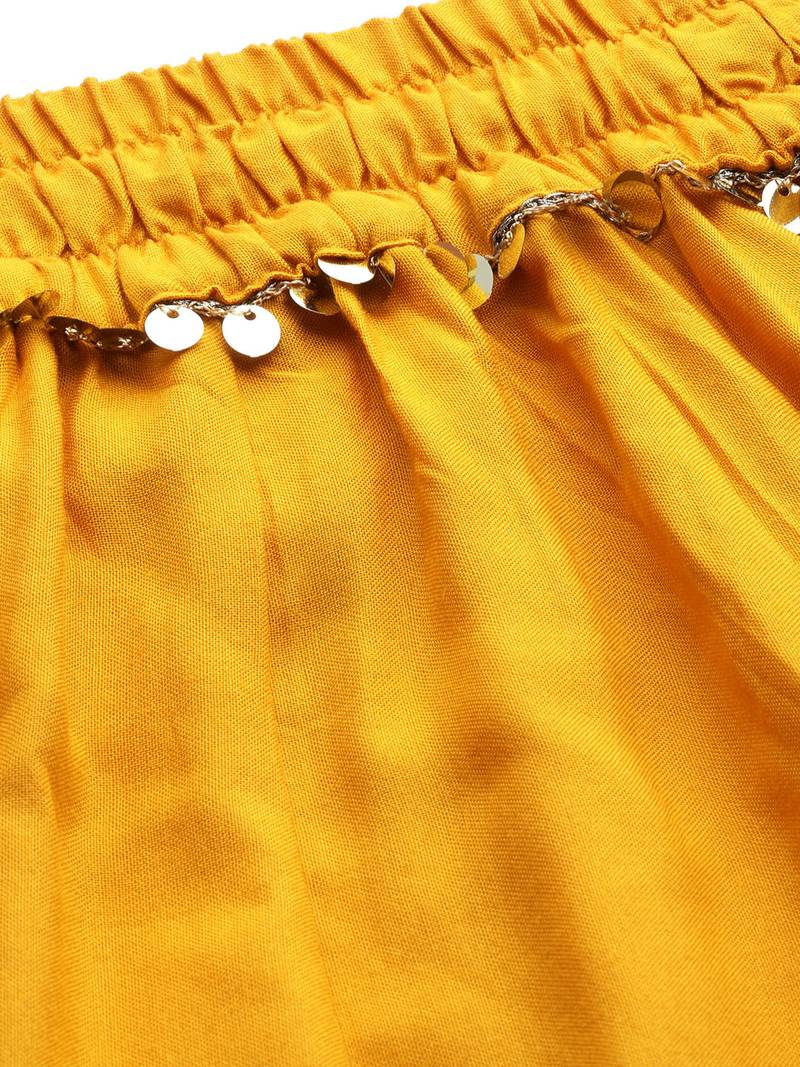 Tag 7 Mustard rayon double flared palazzo