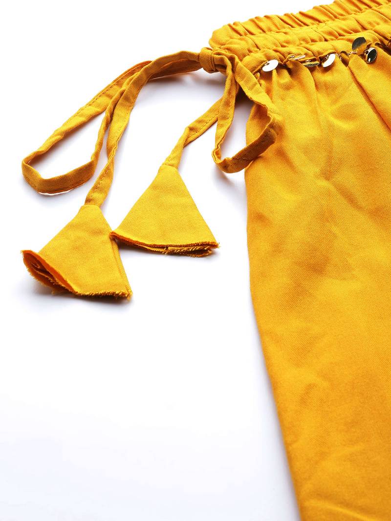 Tag 7 Mustard rayon double flared palazzo