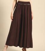 Tag 7 Brown rayon double flared palazzo
