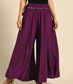 Tag 7 Purple rayon double flared palazzo